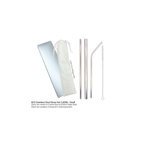 Stainless Steel Straw Set with Cotton Pouch
